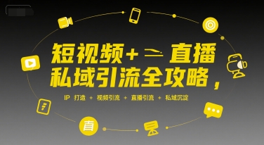 短视频+直播私域引流全攻略，IP打造 +视频引流 +直播引流 +私域沉淀-韬哥副业项目资源网