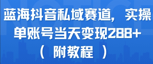 蓝海抖音私域赛道,实操单账号当天变现288+(附教程)-韬哥副业项目资源网