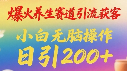 爆火养生赛道引流获客，小白无脑操作，日引200+-韬哥副业项目资源网