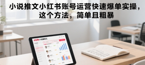 小说推文小红书账号运营快速爆单实操，这个方法，简单且粗暴-韬哥副业项目资源网