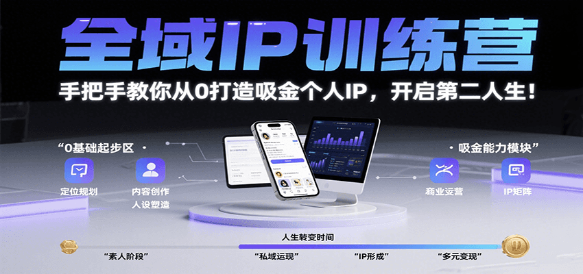 全域IP训练营,手把手教你从0打造吸金个人IP,开启第二人生!-韬哥副业项目资源网