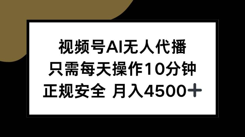 （15401期）视频号AI无人代播，只需每天操作10分钟，正规安全，月入4500+-韬哥副业项目资源网