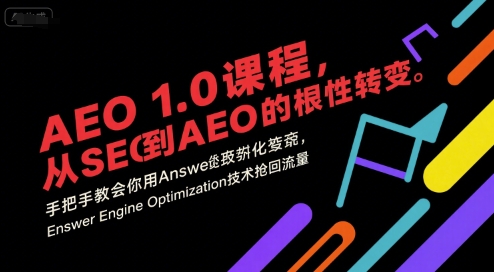 AEO 1.0 课程，从SEO到AE0的基命性转变，手把手教会你用AnswerEngineOptimization技术抢回流量-韬哥副业项目资源网