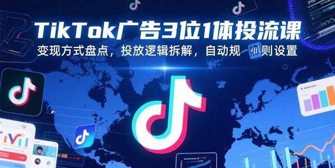 （15460期）TikTok广告3位1体投流课，变现方式盘点，投放逻辑拆解，自动规则设置-韬哥副业项目资源网