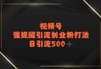 视频号强提醒引流，日引流500+精准创业粉？-韬哥副业项目资源网