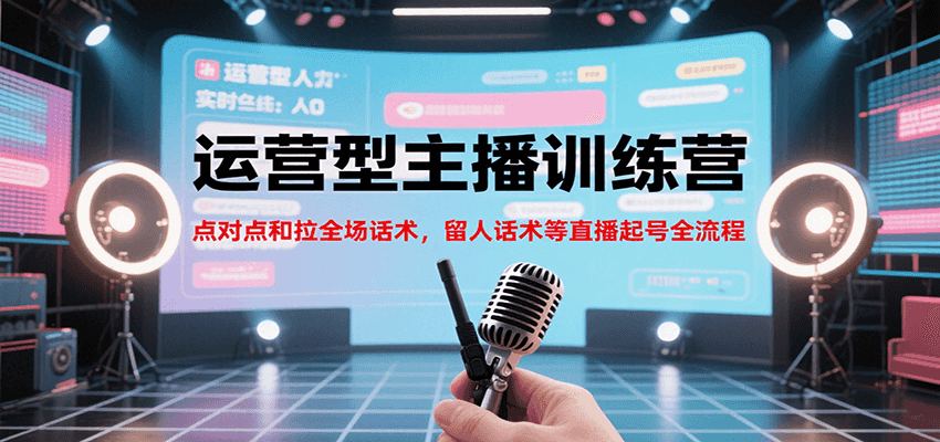 运营型主播训练营,点对点和拉全场话术,留人话术等直播起号全流程(更新7月)-韬哥副业项目资源网