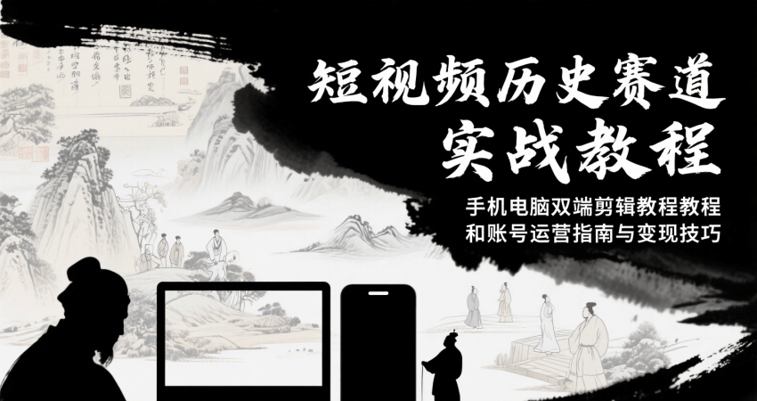 短视频历史赛道实战教程,手机电脑双端剪辑教程和账号运营指南与变现技巧-韬哥副业项目资源网