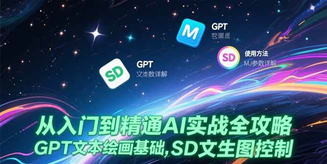（15309期）从入门到精通AI实战全攻略，GPT文本绘画基础，MJ参数详解，SD文生图控制-韬哥副业项目资源网