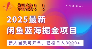 2025最新闲鱼蓝海掘金项目，新人当天可开单，轻松日入多张+的保姆级教程-韬哥副业项目资源网