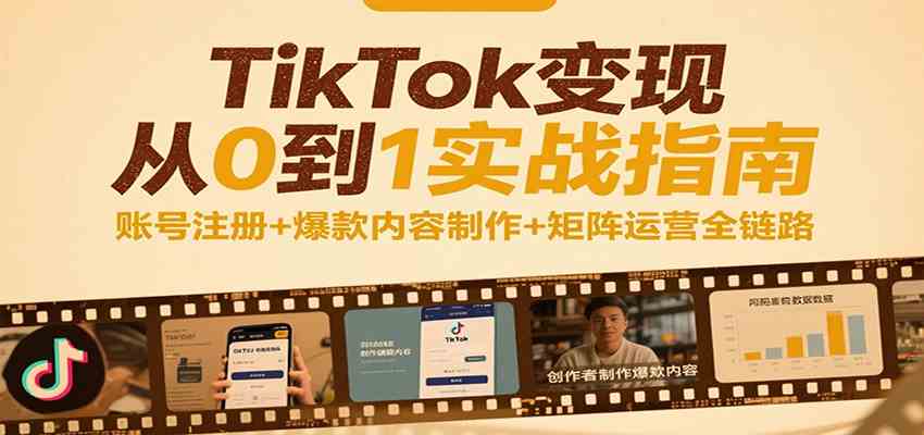 TikTok变现从0到1实战指南:账号注册+爆款内容制作+矩阵运营全链路-韬哥副业项目资源网