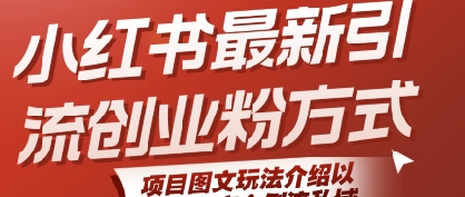 小红书最新引流创业粉方式，项目图文玩法介绍以及如何安全倒流私域-韬哥副业项目资源网