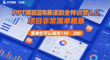 PPT模版蓝海赛道副业特训营1.0，项目非常简单粗暴，客单价可以高到150-200-韬哥副业项目资源网
