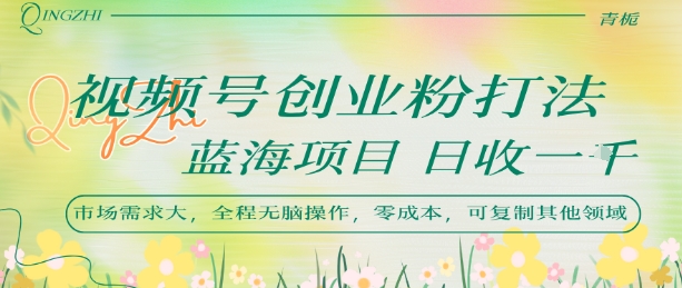 视频号创业粉打法，日入1k，蓝海项目，市场需求大，全程无脑操作，可复制-韬哥副业项目资源网