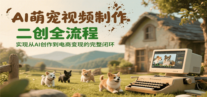 AI萌宠视频制作二创全流程,实现从AI创作到电商变现的完整闭环-韬哥副业项目资源网
