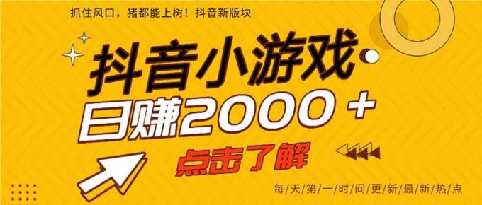 （15529期）抖音小游戏，一部手机日入300+，2025风口项目-韬哥副业项目资源网