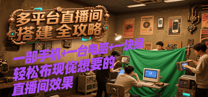 多平台直播间搭建全攻略,一部手机+一台电脑+一块绿布轻松实现你想要的直播间效果-韬哥副业项目资源网