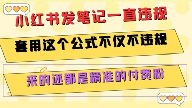 小红书发笔记一直违规，套用这个公式不仅不违规，来的还都是精准的付费粉-韬哥副业项目资源网