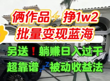 只靠2个作品点赞数量就挣1.2W，不导私域也能变现了【支持矩阵】汽水音乐门种草项目-韬哥副业项目资源网