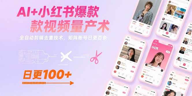 (15542期)AI+小红书爆款视频量产术:全自动剪辑去重技术,矩阵账号日更百条-韬哥副业项目资源网