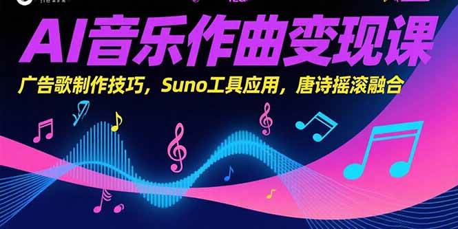 （15370期）AI音乐作曲变现课，广告歌制作技巧，Suno工具应用，唐诗摇滚融合-韬哥副业项目资源网