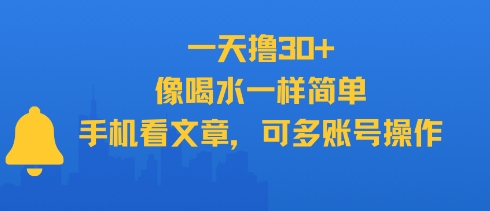 一天撸30+，像喝水一样简单，手机看文章，可多账号操作-韬哥副业项目资源网