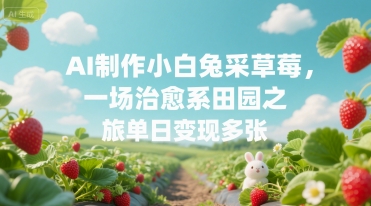 AI制作小白兔采草莓,一场治愈系田园之旅单日变现多张