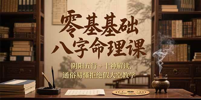(15283期)零基础八字命理课,阴阳五行+十神解读,通俗易懂拒绝假大空教学-韬哥副业项目资源网