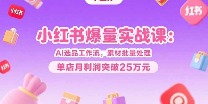 （15462期）小红书爆量实战课：AI选品工作流，素材批量处理，单店月利润突破25万元-韬哥副业项目资源网