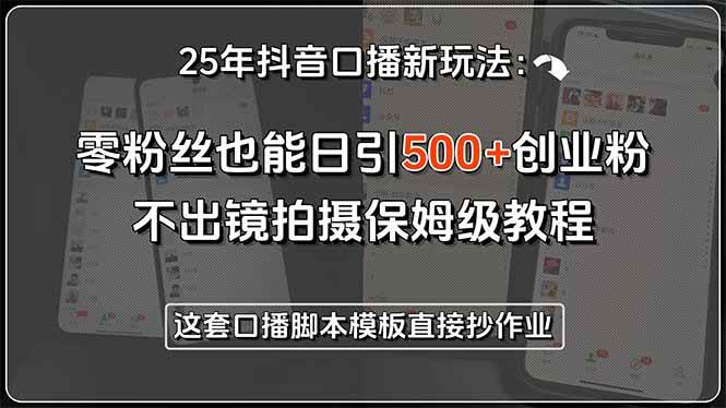 （15384期）25年抖音口播新玩法：零粉丝也能日引500+创业粉，不出镜拍摄保姆级教程…-韬哥副业项目资源网