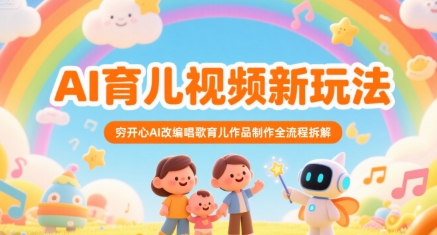 AI育儿视频新玩法,穷开心AI改编唱歌育儿作品制作全流程拆解-韬哥副业项目资源网