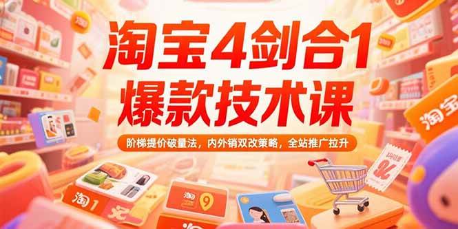 （15415期）淘宝4剑合1爆款技术课，阶梯提价破量法，内外销双改策略，全站推广拉升-韬哥副业项目资源网