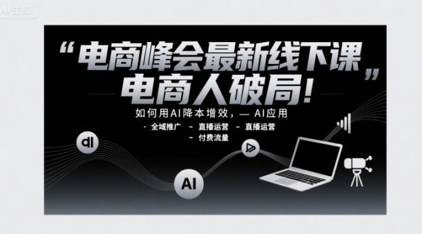 电商峰会最新线下课,电商人破局,如何用AI降本增效,AI应用-全域推广-直播运营-付费流量-韬哥副业项目资源网