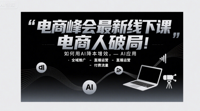 电商峰会最新线下课，电商人破局，如何用AI降本增效，AI应用-全域推广-直播运营-付费流量-韬哥副业项目资源网