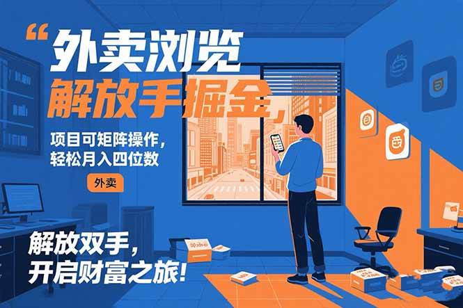 （15440期）外卖浏览掘金项目 可矩阵操作 轻松日入500+-韬哥副业项目资源网