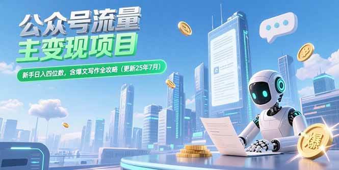 （15412期）公众号流量主变现项目，新手日入四位数，含爆文写作全攻略(更新25年7月)-韬哥副业项目资源网