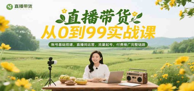 直播带货从0到99实战课,账号基础搭建,直播间运营,流量起号,付费推广完整链路-韬哥副业项目资源网
