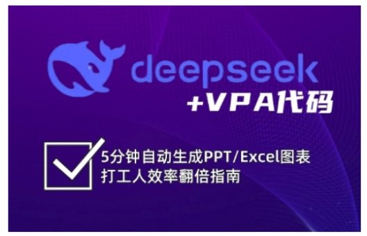 deepseek+VPA代码,5分钟自动生成PPT/Excel图表打工人效率翻倍指南(更新7月)-韬哥副业项目资源网
