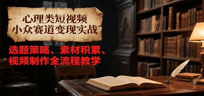 心理类短视频小众赛道变现实战,选题策略、素材积累、视频制作全流程教学-韬哥副业项目资源网