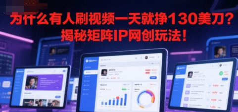 为什么有人刷视频一天就挣130美刀？揭秘矩阵IP网创玩法!-韬哥副业项目资源网