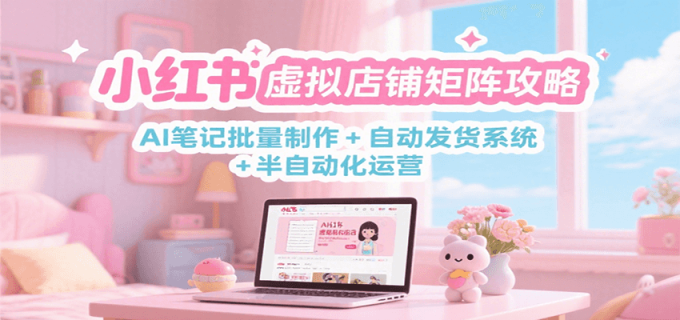 小红书虚拟店铺矩阵攻略:AI笔记批量制作 + 自动发货系统 + 半自动化运营-韬哥副业项目资源网