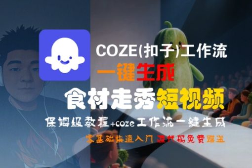 COZE(扣子)工作流一键生成食材走秀短视频,保姆级教程,零基础快速入门-韬哥副业项目资源网