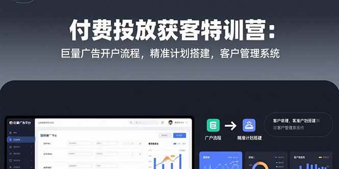 (15426期)付费投放获客特训营:巨量广告开户流程,精准计划搭建,客户管理系统-韬哥副业项目资源网
