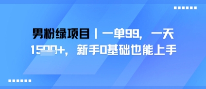 男粉绿项目，一单99，新手0基础也能上手，刚需稳定-韬哥副业项目资源网