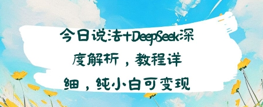 今日说法+DeepSeek深度解析，教程详细，纯小白可变现-韬哥副业项目资源网