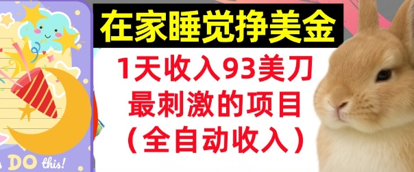 在家挣美金，1天收入93刀，最刺激的项目，0门槛，自动收入(首次公开)-韬哥副业项目资源网