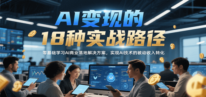 AI变现的18种实战路径,零基础学习AI商业落地解决方案,实现AI技术的被动收入转化-韬哥副业项目资源网