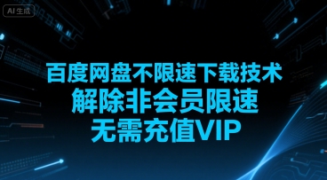 百度网盘不限速下载技术，解除非会员限速，无需充值VIP-韬哥副业项目资源网