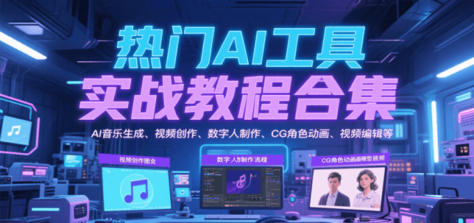 热门AI工具实战教程合集,AI音乐生成、视频创作、数字人制作、CG角色动画、视频编辑等-韬哥副业项目资源网