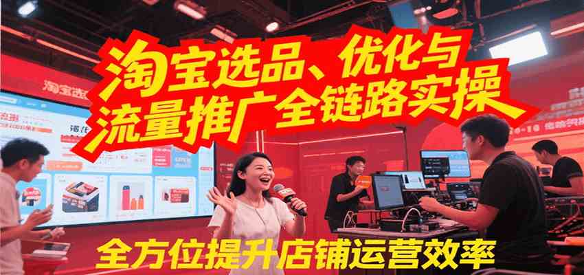 淘宝选品、优化与流量推广全链路实操，全面提升店铺运营效率-韬哥副业项目资源网