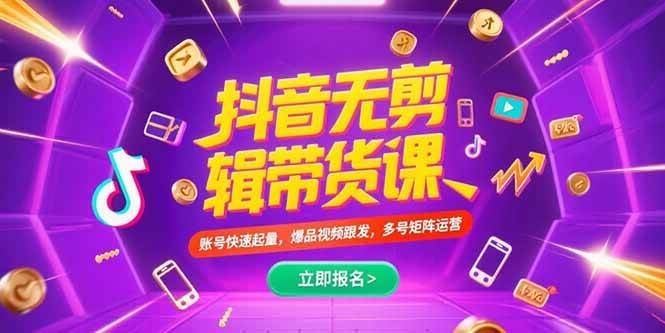 （15365期）抖音不剪辑带货课，账号快速起量，爆品视频跟发，多号矩阵运营-韬哥副业项目资源网